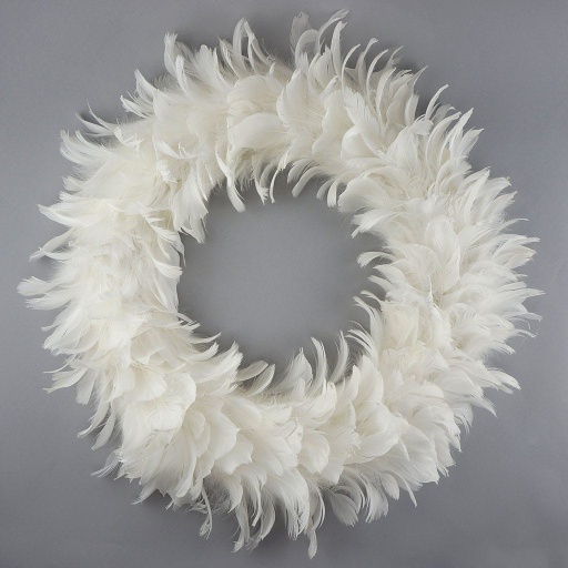 [WRGC24-2--W-OP] Goose Coquille Wreath 20 inch Diameter --White Tipped Opal Glitter