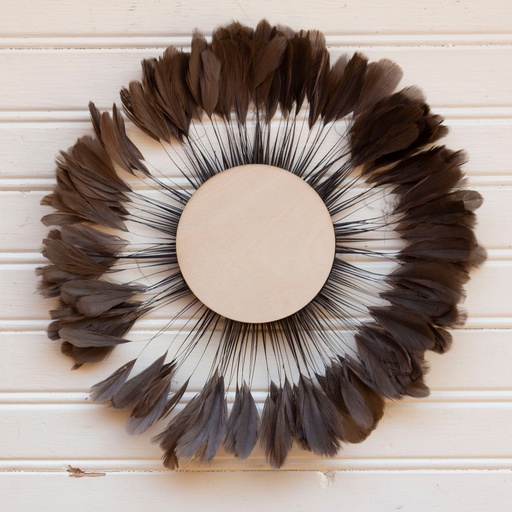 [WHD-CWDRSTB11--NAT-BN] Full Sun Wood & Feather Decor 11 inch DIA --Natural/Brown