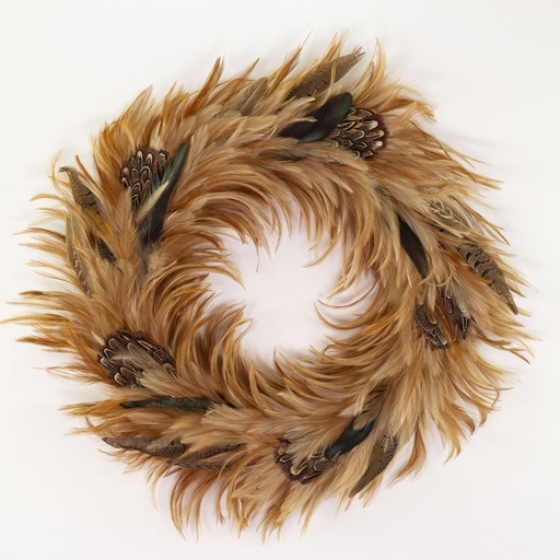 [WRHGP22--N] Ringneck Pheasant/Hackle Wreath 10.25 inch Base   20-22 inch DIA --Natural